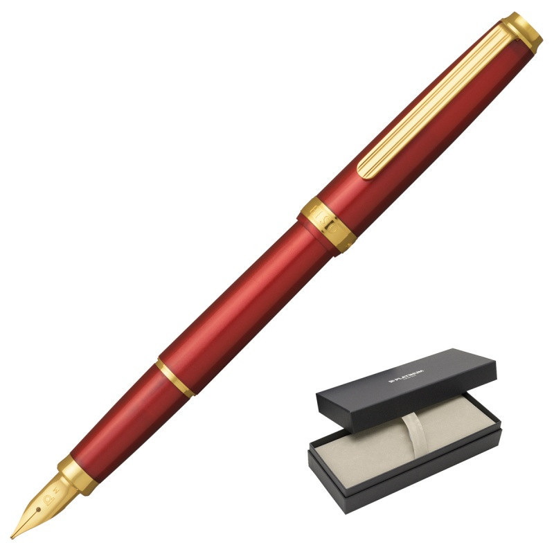Pióro wieczne Platinum BISO Flame Red M, w pudełku, czerwone