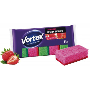 Gąbka kuchenna VORTEX, 5 szt., zapach truskawkowy, mix kolorów