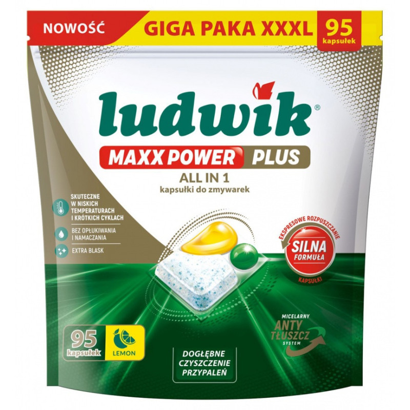 Kapsułki do zmywarek Maxx Power LUDWIK, 95 szt., lemon