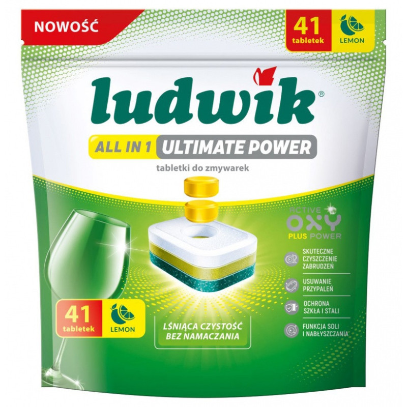 Tabletki do zmywarek All in 1 Ultimate Power LUDWIK, 41 szt., lemon