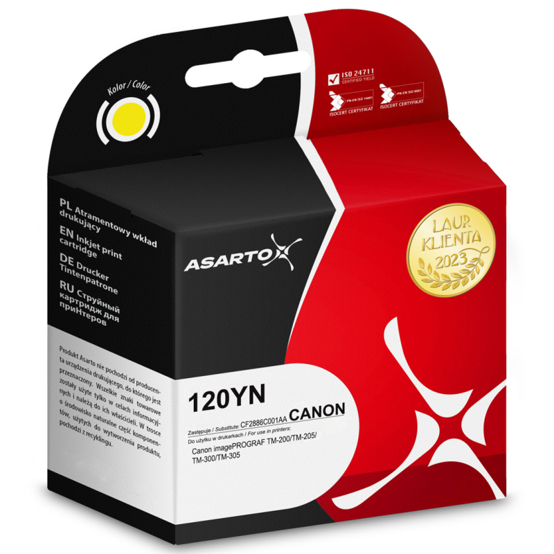 Tusz Asarto do Canon 120YN | PFI120 | CF2888C001AA | 130 ml | yellow