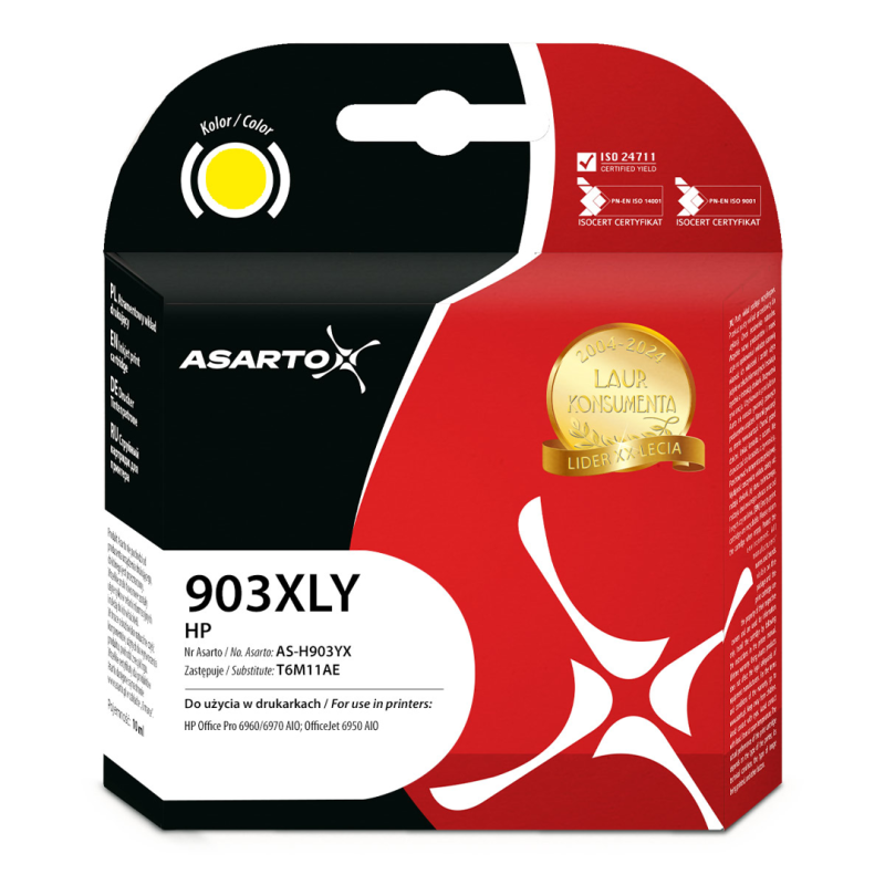 Tusz Asarto do HP 903XLY | T6M11AE | 825 str. | yellow | REF.
