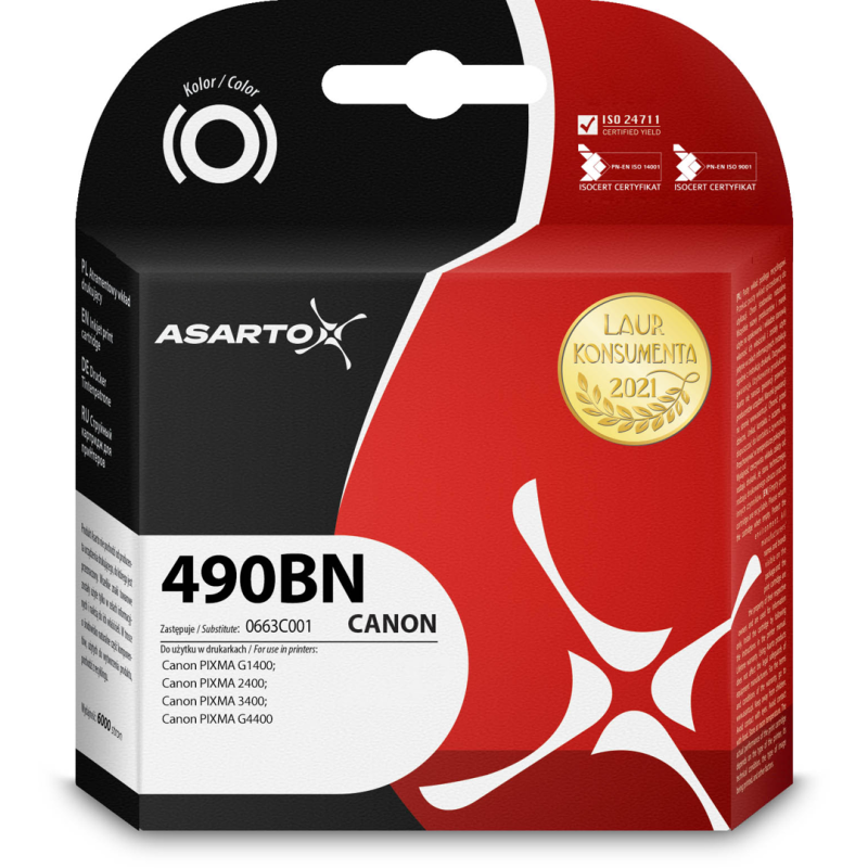 Tusz Asarto do Canon GI-490BN | 0663C001 | 140ml | black