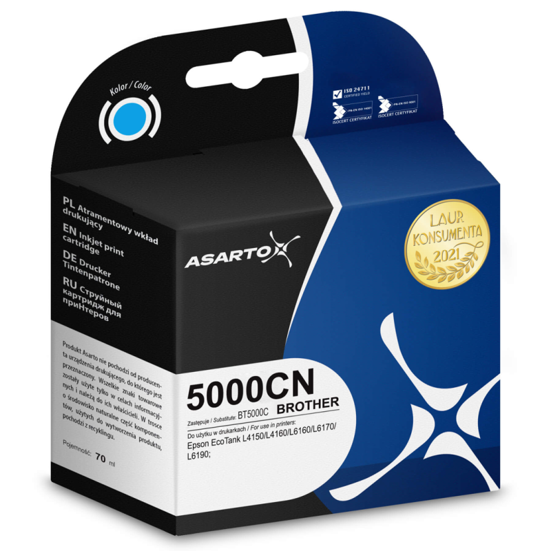 Tusz Asarto do Brother 5000CN | BT5000C | 100 ml | cyan