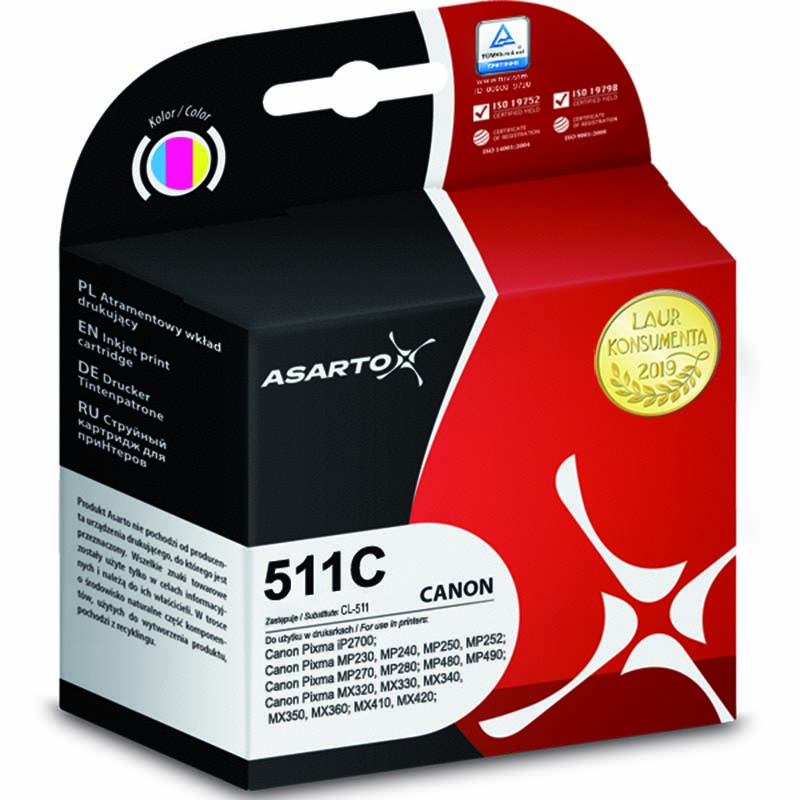 Tusz Asarto do Canon 511C | 2972B001 | 12ml | color