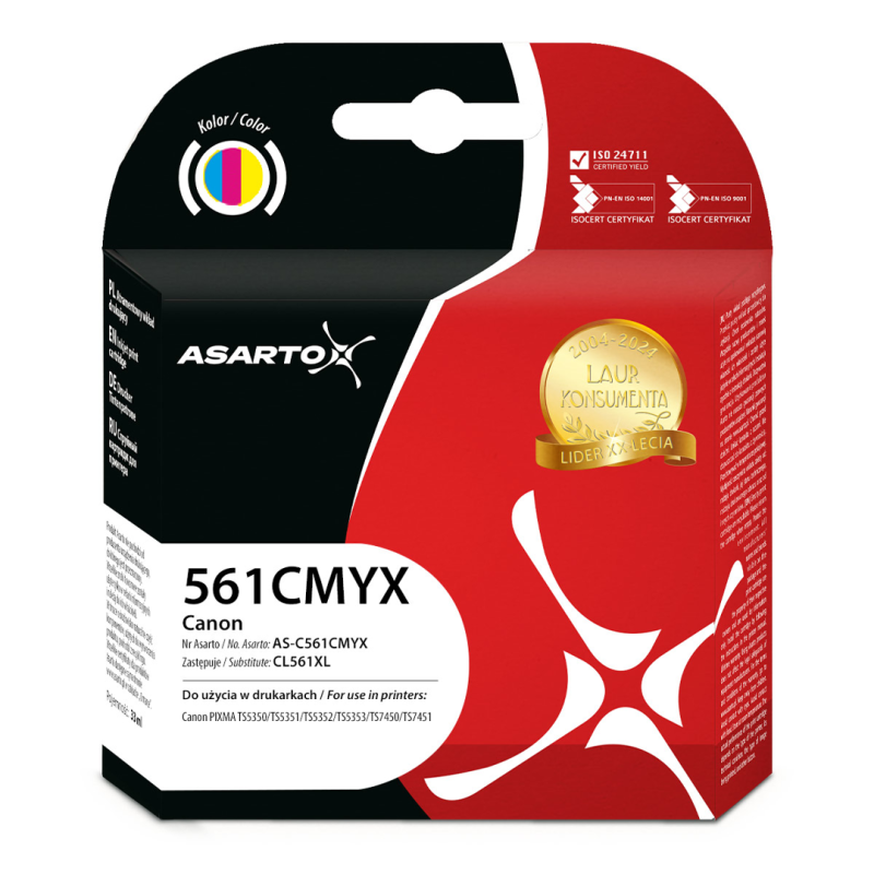 Tusz Asarto do Canon 561CMYX | 3730C001 | CL561XL | 600 str. | cmy