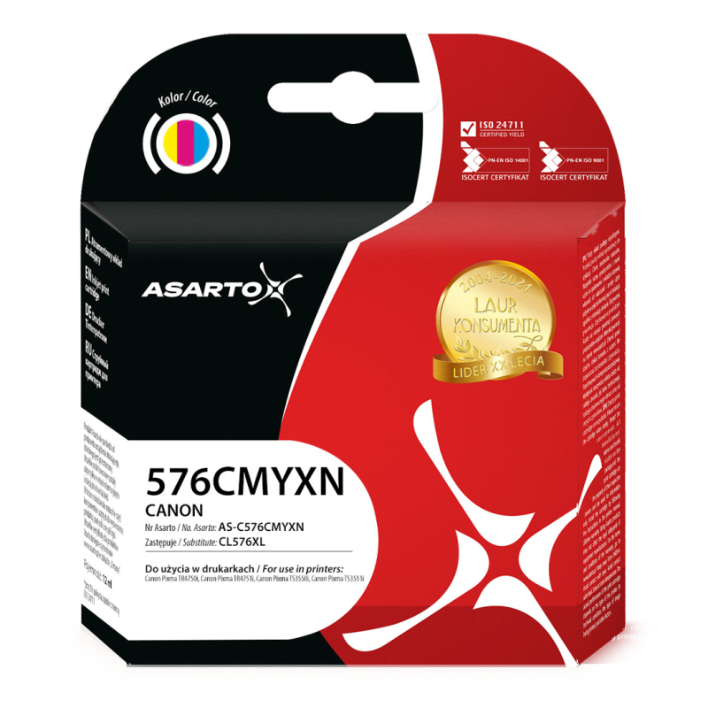 Tusz Asarto do Canon 576CMYXN | 5441C001 | CL576XL | 340 str. | black