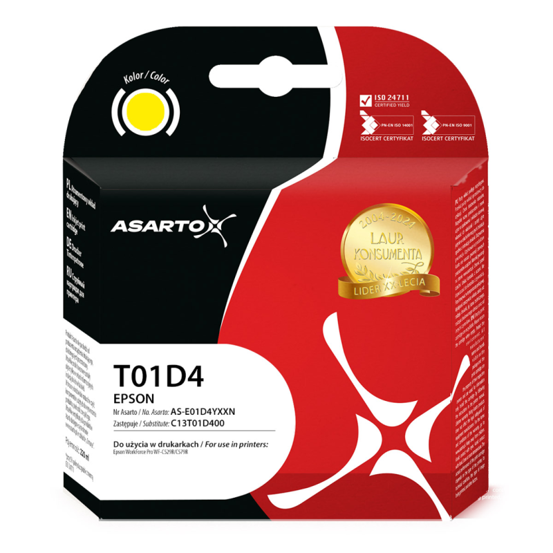 Tusz Asarto do Epson T01D4 | C13T01D400 | 20000 str. | yellow
