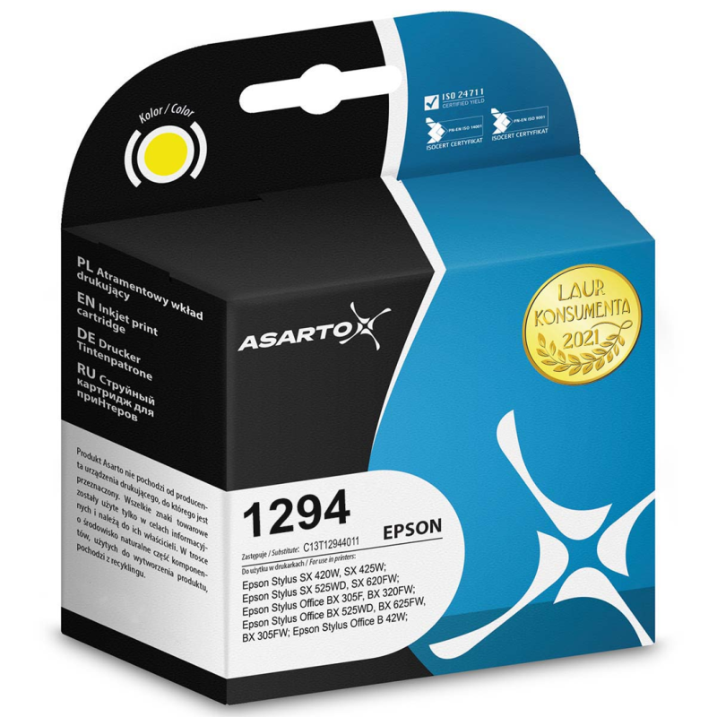 Tusz Asarto do Epson 1294 | C13T12944012 | 630 str. | yellow
