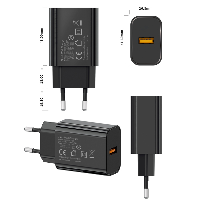 Ładowarka sieciowa QC3.0 18W | czarna