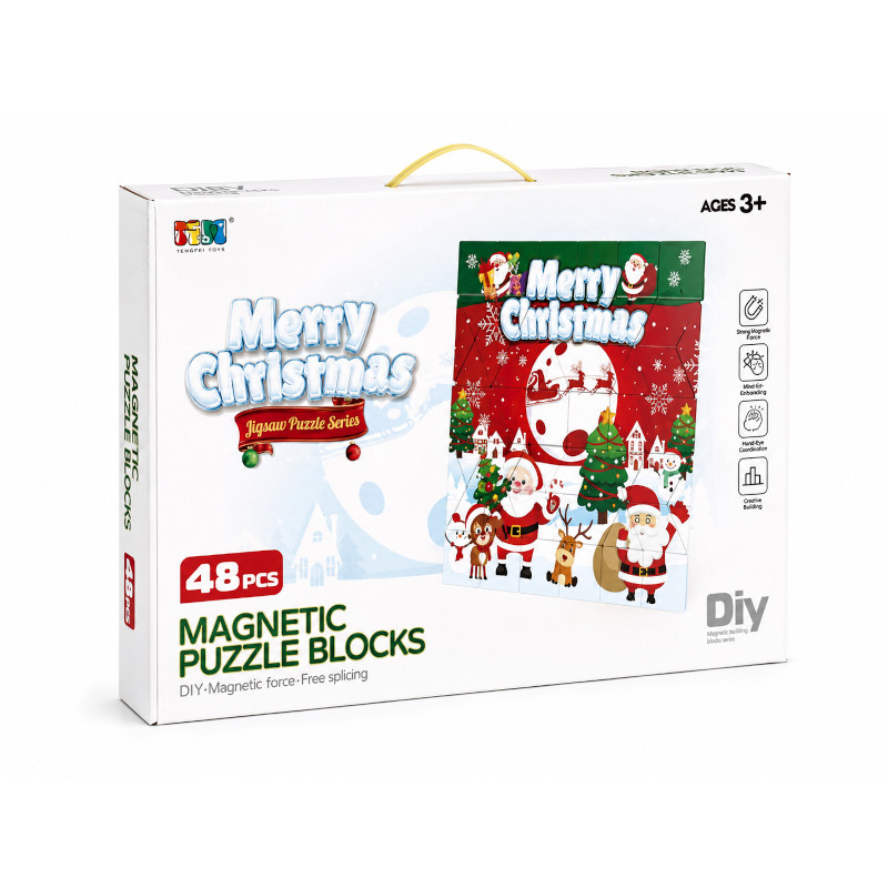 Klocki konstrukcyjne magnetyczne Puzzle Merry Christmas 48 elementów
