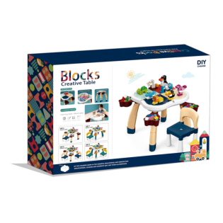 Stolik edukacyjny z klockami 100 elementów + 2 krzesełka
