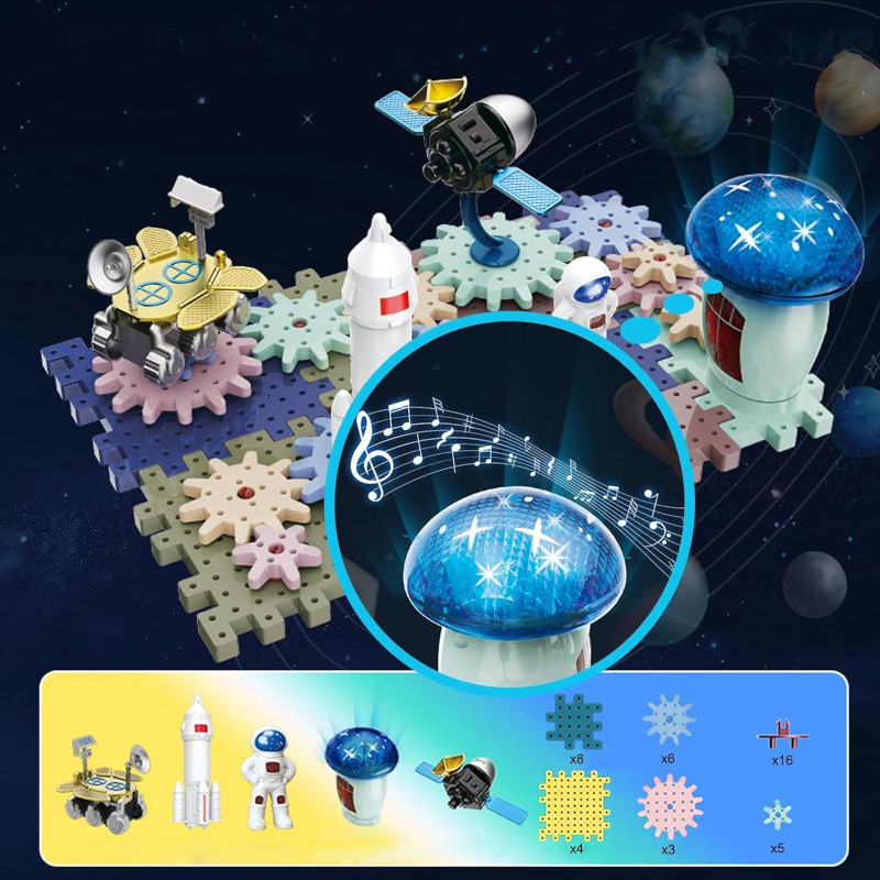 Klocki konstrukcyjne puzzle trybiki edukacyjne kosmos