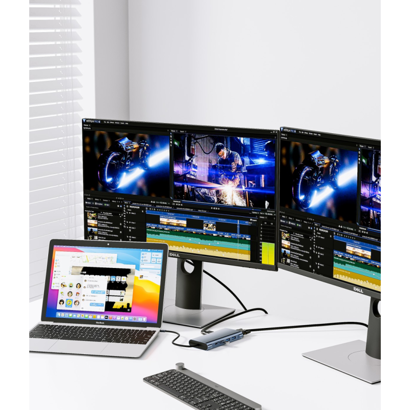 Bounn Adapter 11w1 TypeC to HDMI (4K@30Hz)+VGA+3.5mm Audio+RJ45(1000Mbps)+U