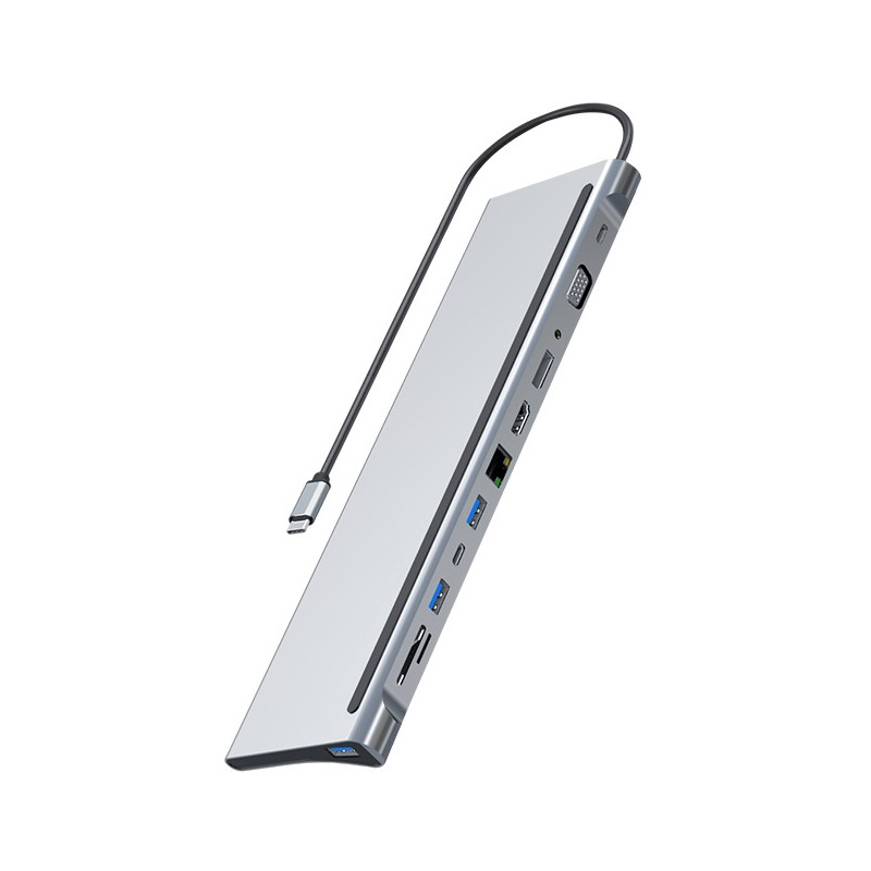 Bounn Adapter 12w1 TypeC to HDMI (4K30Hz)+DP+VGA+RJ45(1000Mbps)+USB3.0*2+US
