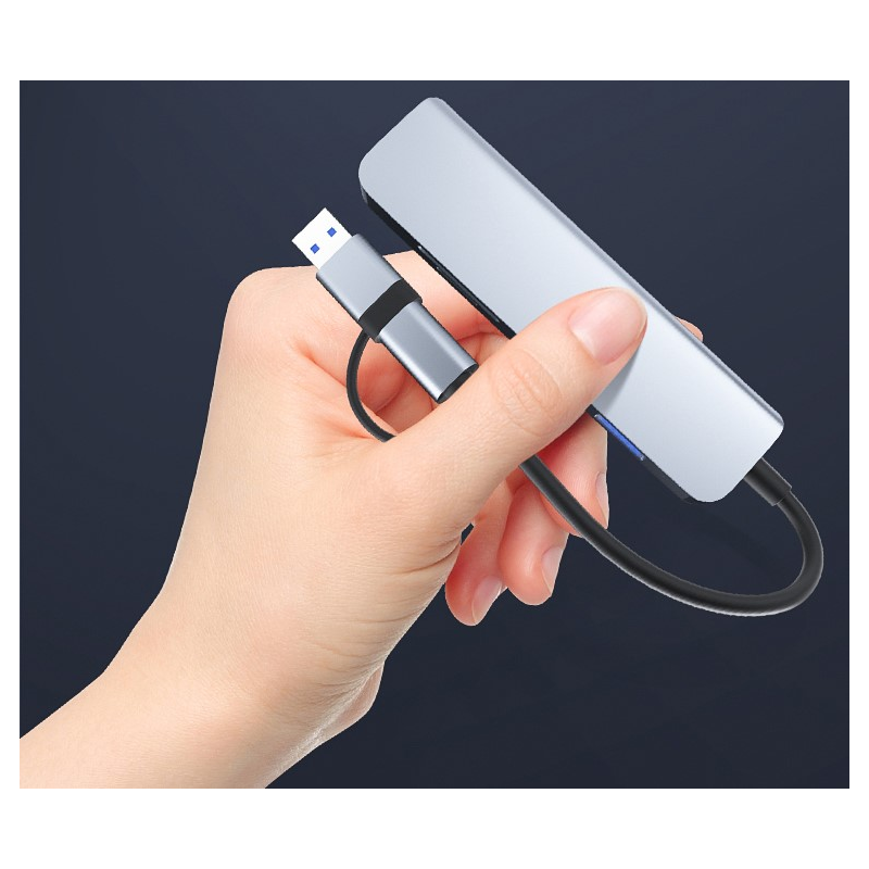 Bounn Adapter 5w2 USB/Type-C to USB3.0+USB2.0*2+SD/TF