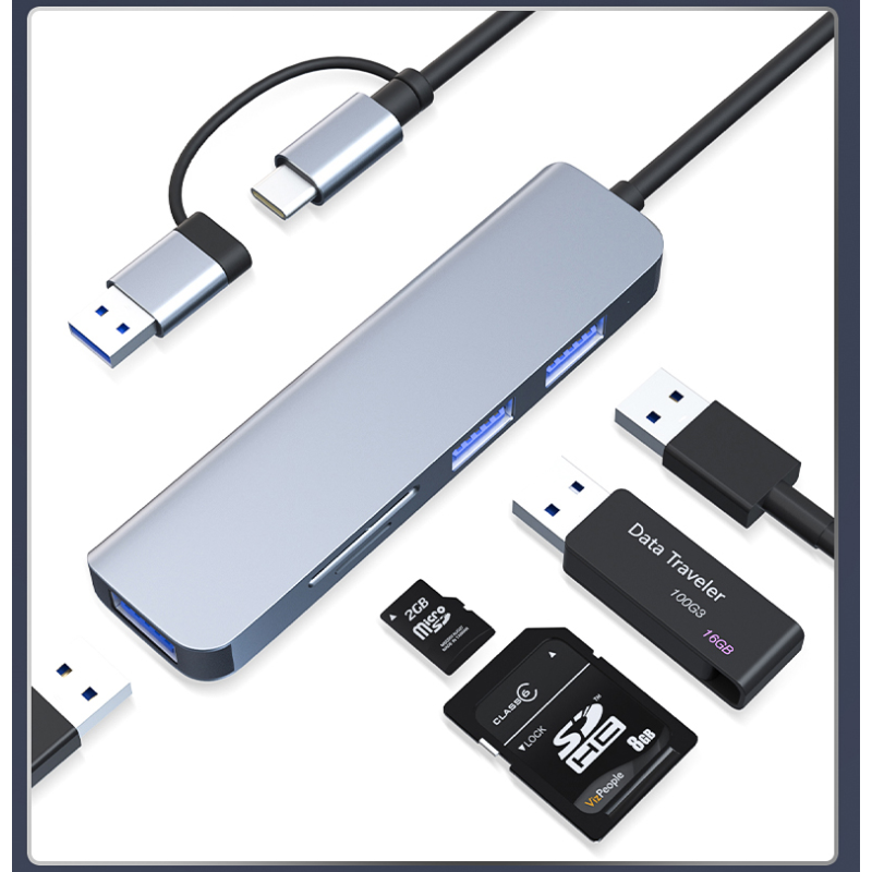 Bounn Adapter 5w2 USB/Type-C to USB3.0+USB2.0*2+SD/TF