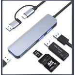Bounn Adapter 5w2 USB/Type-C to USB3.0+USB2.0*2+SD/TF