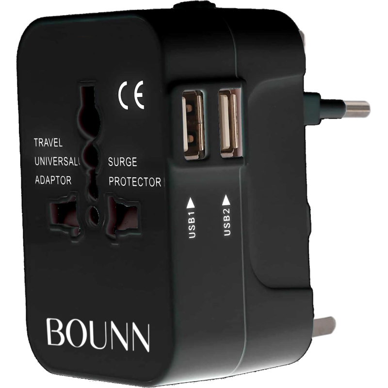 Bounn przejściówka do gniazdka angielsko polska EU UK USA 2x USB