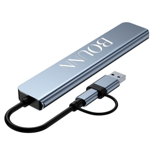 Bounn Hub USB-C + USB-A 8w2 rozdzielacz 3xUSB 2.0 Sd/Tf USB-C miniJack USB 3.0
