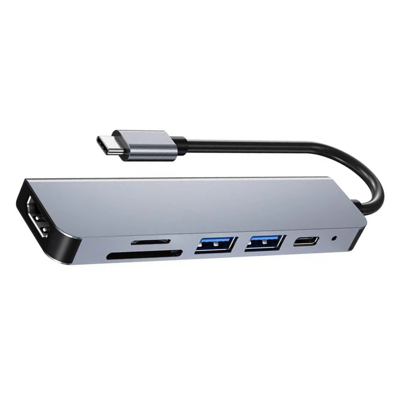 Hub 6w1 USB-C HDMI 4K30hz USB C USB3.0 USB2.0 + SD/TF