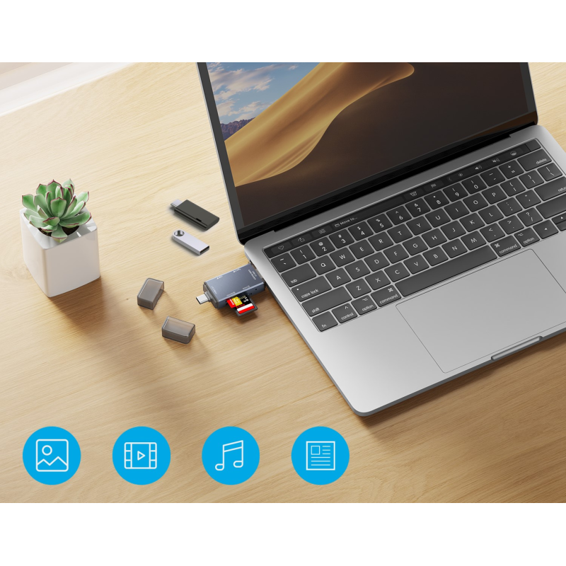 Bounn czytnik kart pamięci USB USB-C 3.0 hub PRO 6w1 SD/MicroSD