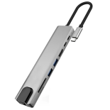 Adapter 8w1 Typ-C to HDMI +RJ45(100Mbps)+USB3.0+USB2.0+SD/TF+68W PD+U