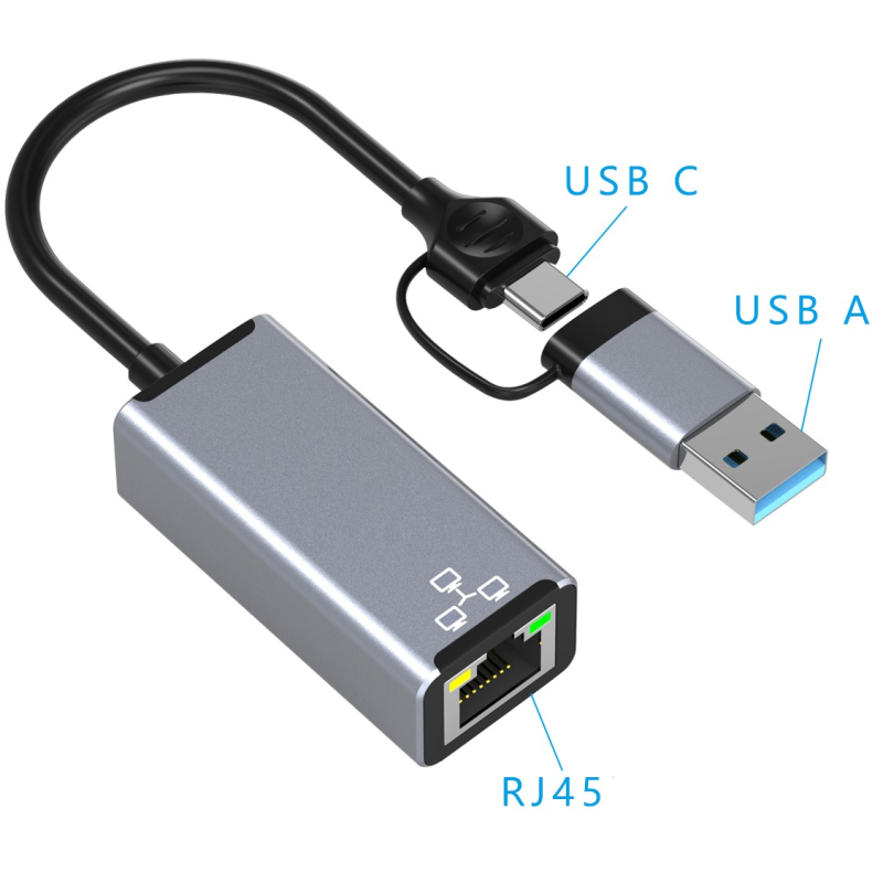 Adapter USB/TYPE C Ethernet 1000Mbps