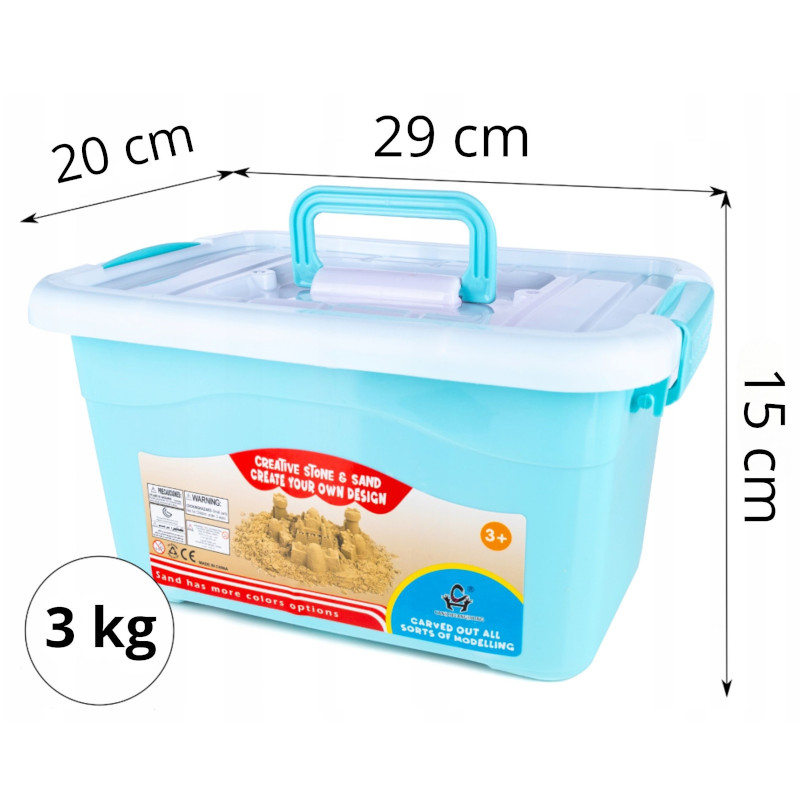 Piasek kinetyczny z foremkami 3 kg niebieski