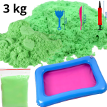 Piasek kinetyczny z foremkami 3 kg zielony