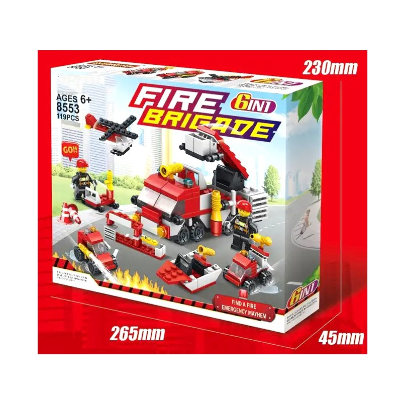 Zestaw klocków Straż Pożarna 6w1 Fire Brigade 119 el. 6+ lat klocki