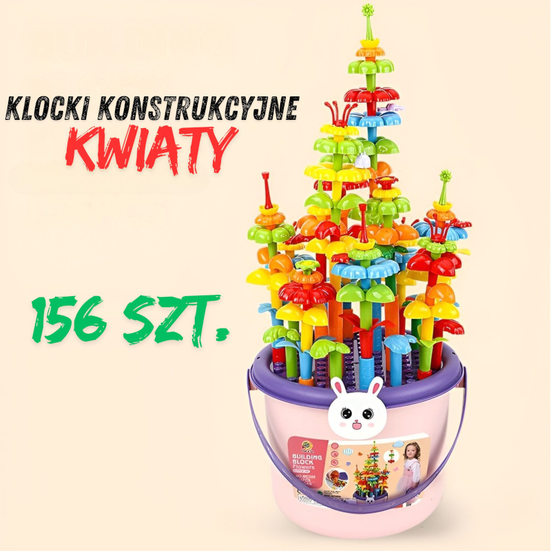 Klocki Konstrukcyjne Zestaw Ogród 156 el. Wiaderko