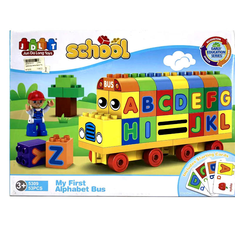 Klocki konstrukcyjne autobus edukacyjny literki 53 elementy