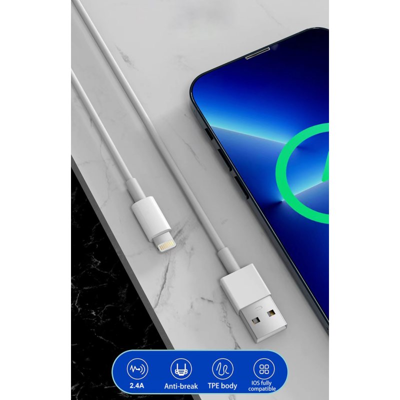 Kabel Lightning 5V 2.4A to USB Cable