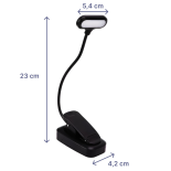 Lampka LED nocna z klipsem na książkę czarna