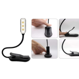 Lampka LED nocna z klipsem na książkę USB czarna