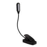 Lampka LED nocna z klipsem na książkę USB czarna