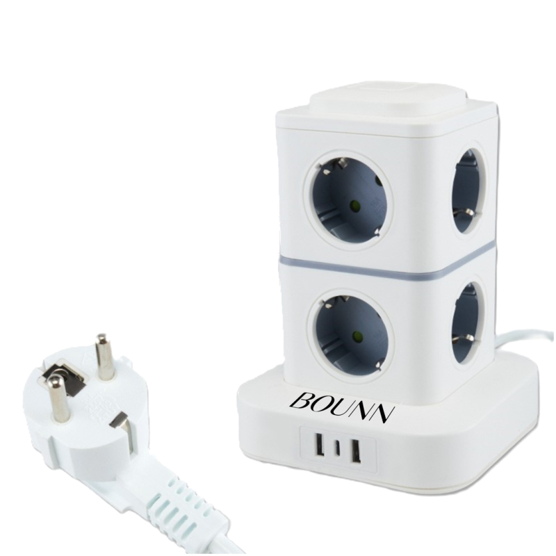 BOUNN listwa zasilająca przeciwprzepięciowa 11 gniazd 3xUSB 1,5m