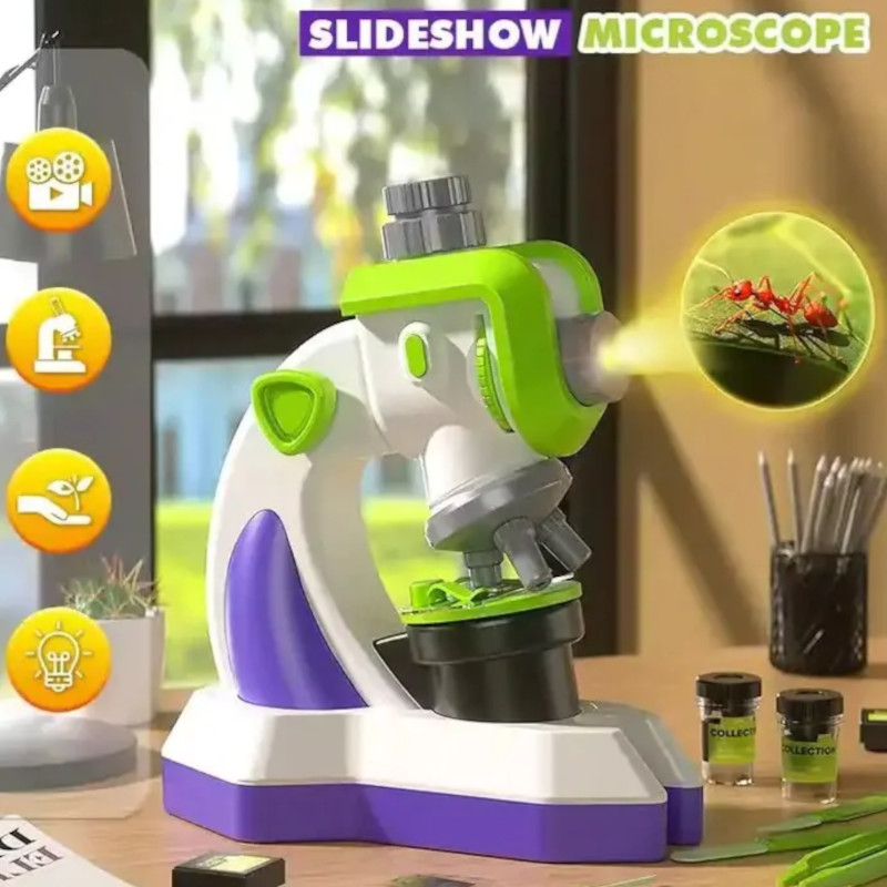 Mikroskop 2w1 fioletowy + projektor