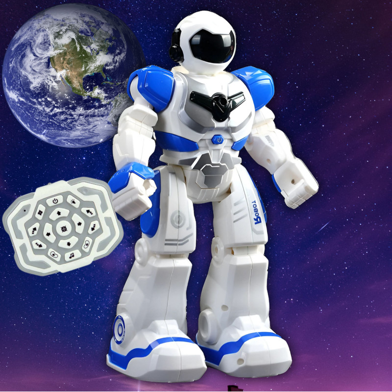 Robot zdalnie sterowany biało - niebieski