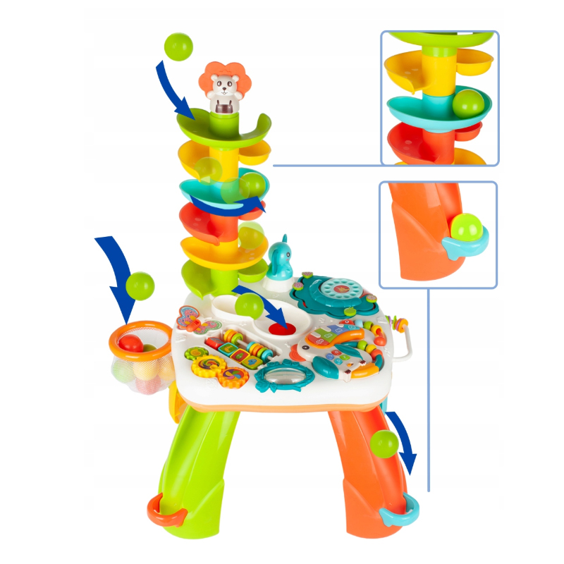 Stolik edukacyjny z wieżą zjeżdżalnią wys. 75 cm