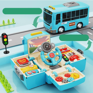 Autobus edukacyjny muzyczny niebieski dla dzieci